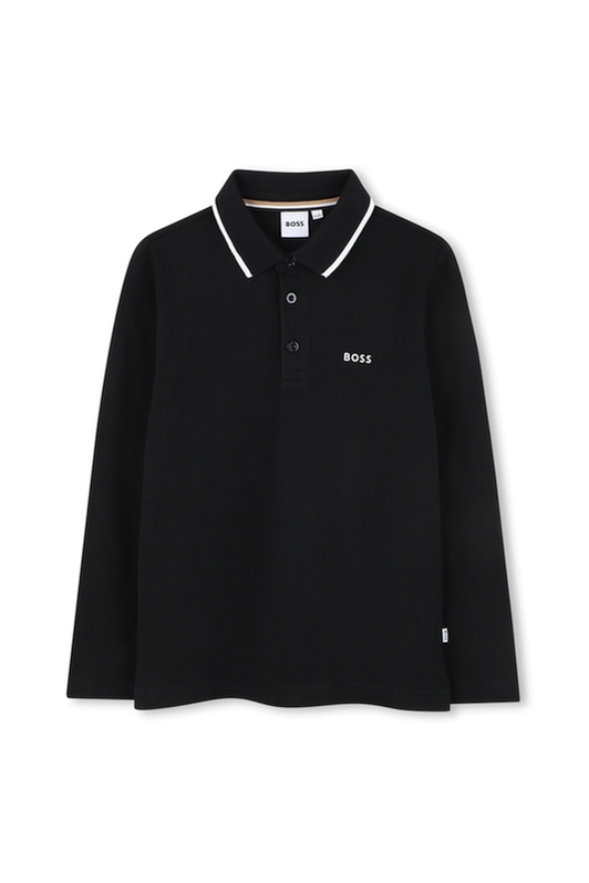 חולצת צווארון BOSS שרוול ארוך לילדים BLACK / 4Y