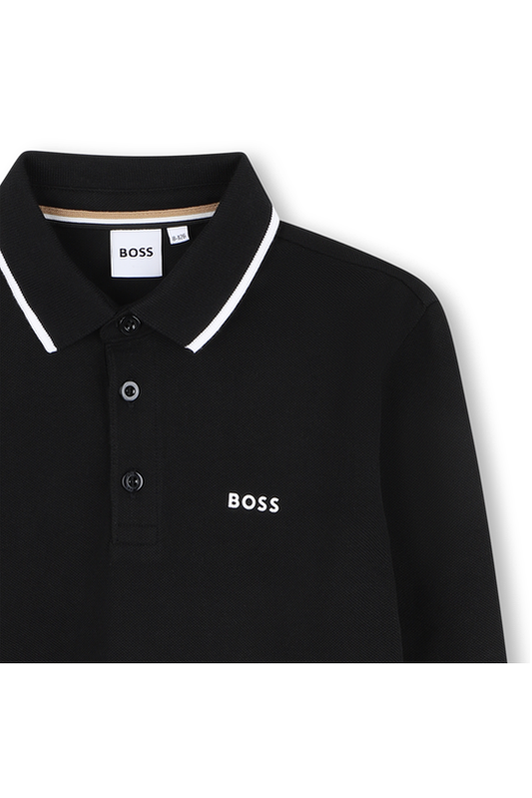 חולצת צווארון BOSS שרוול ארוך לילדים BLACK / 4Y