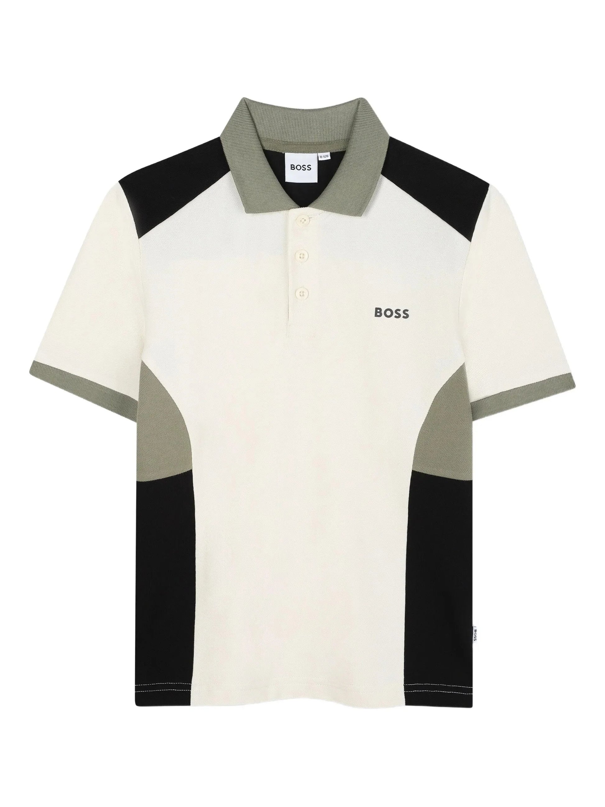 חולצת צווארון BOSS שרוול ארוך לוגו מותג לילדים WHITE / 4Y