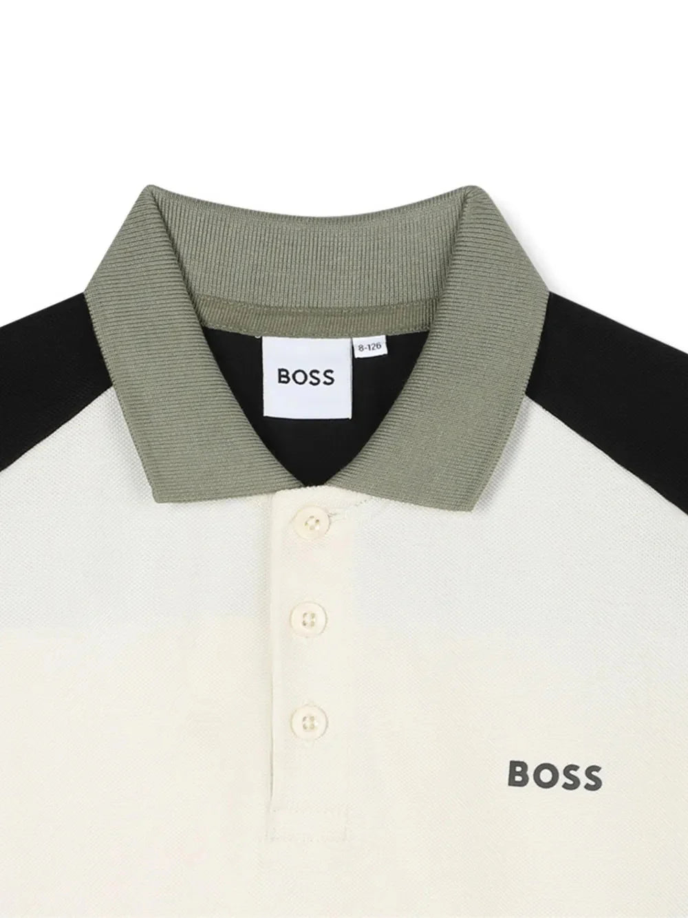 חולצת צווארון BOSS שרוול ארוך לוגו מותג לילדים WHITE / 4Y