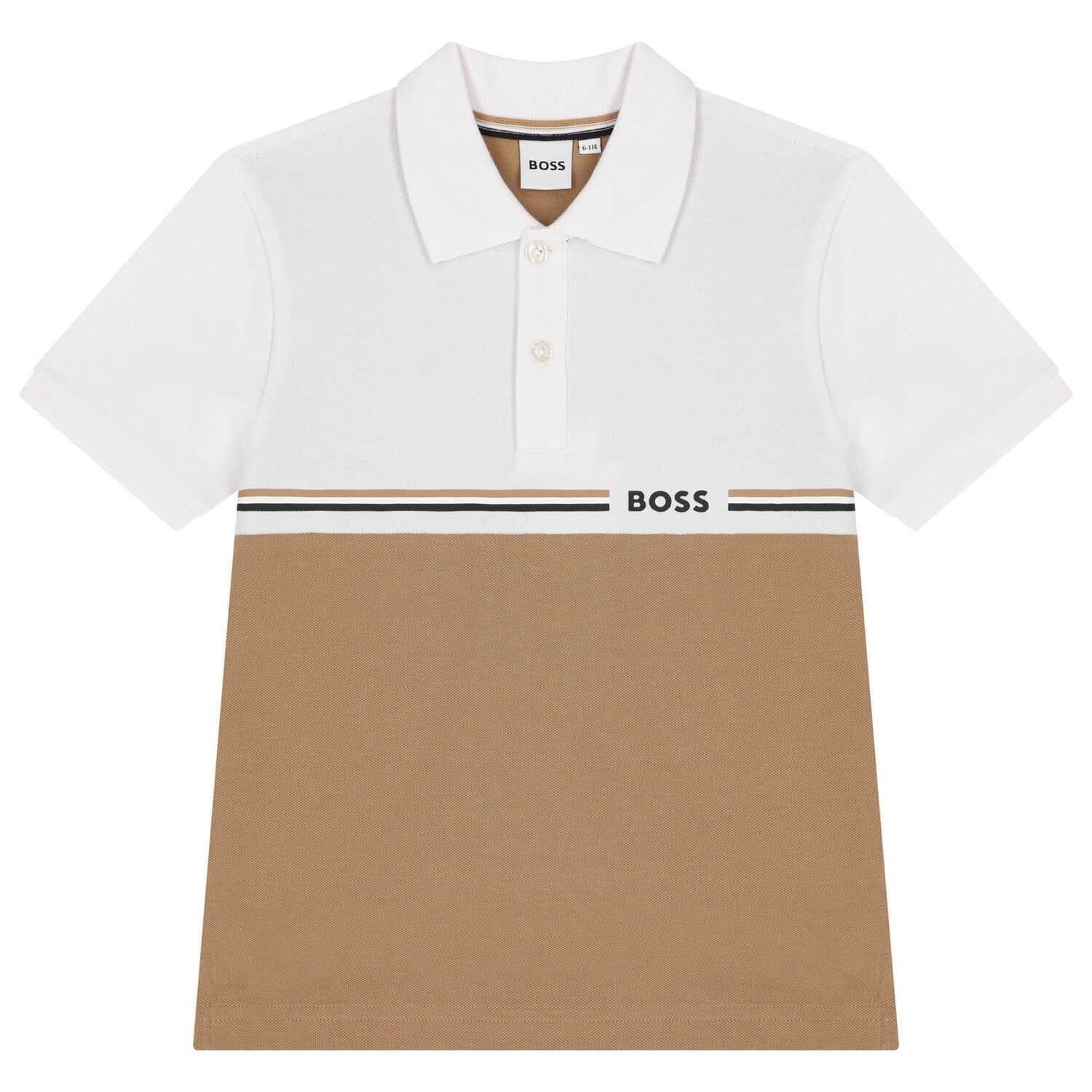 חולצת צווארון BOSS לוגו קטן בצד BROWN / 4Y