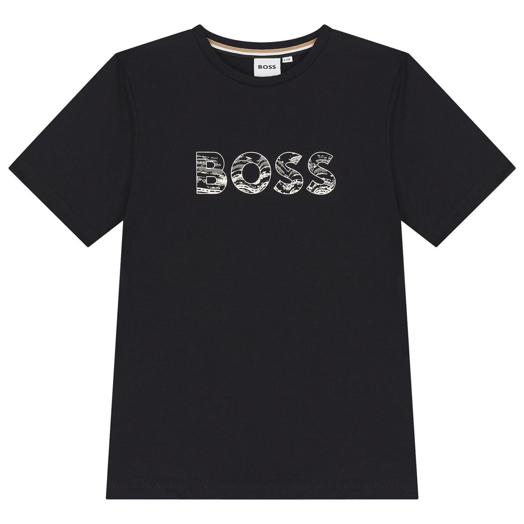 חולצת BOSS לוגו באמצע BLACK / 4Y