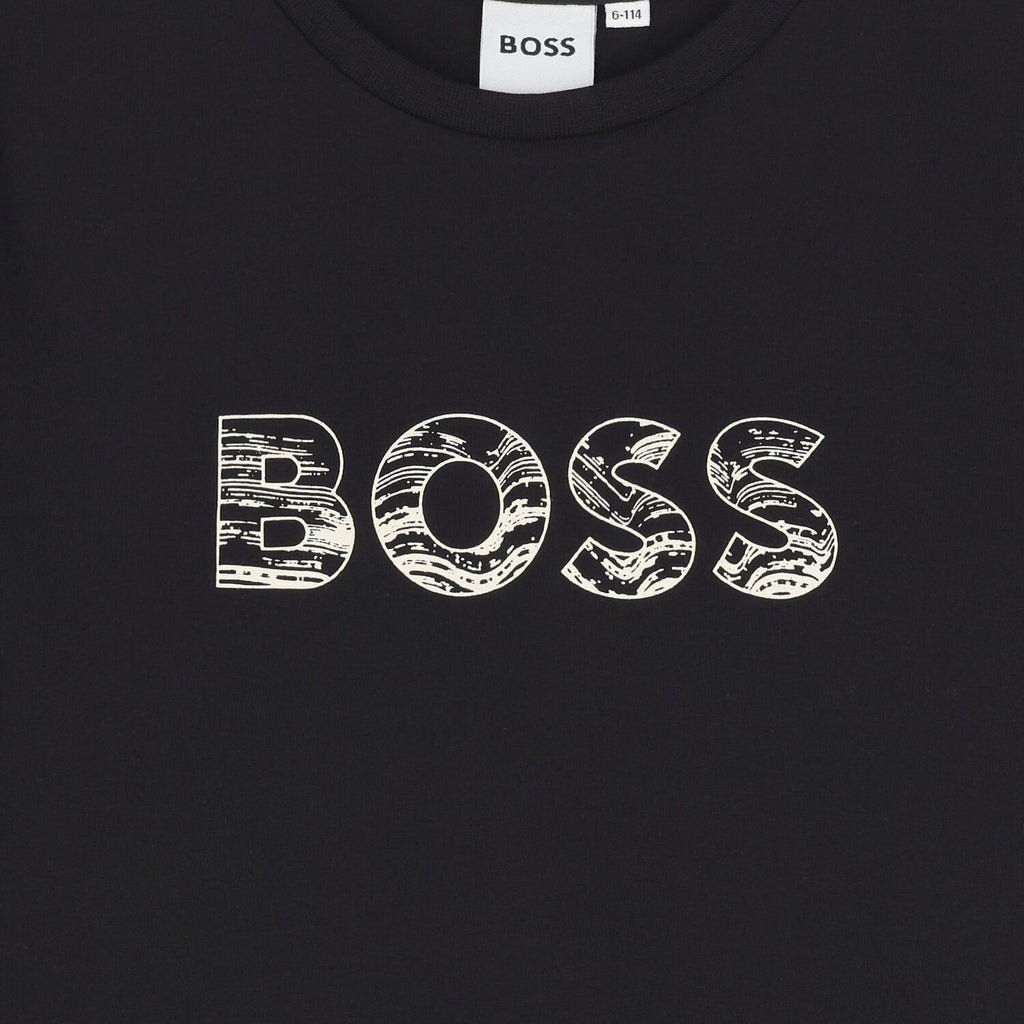 חולצת BOSS לוגו באמצע BLACK / 4Y