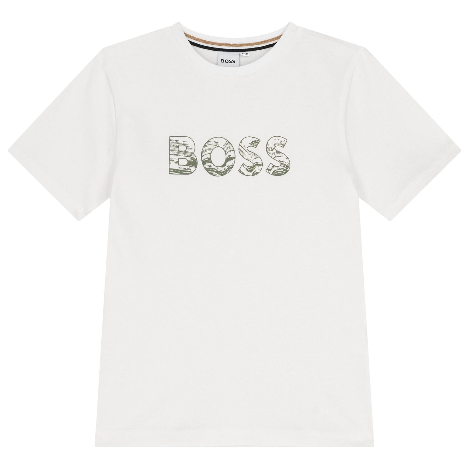 חולצת BOSS לוגו באמצע WHITE / 4Y