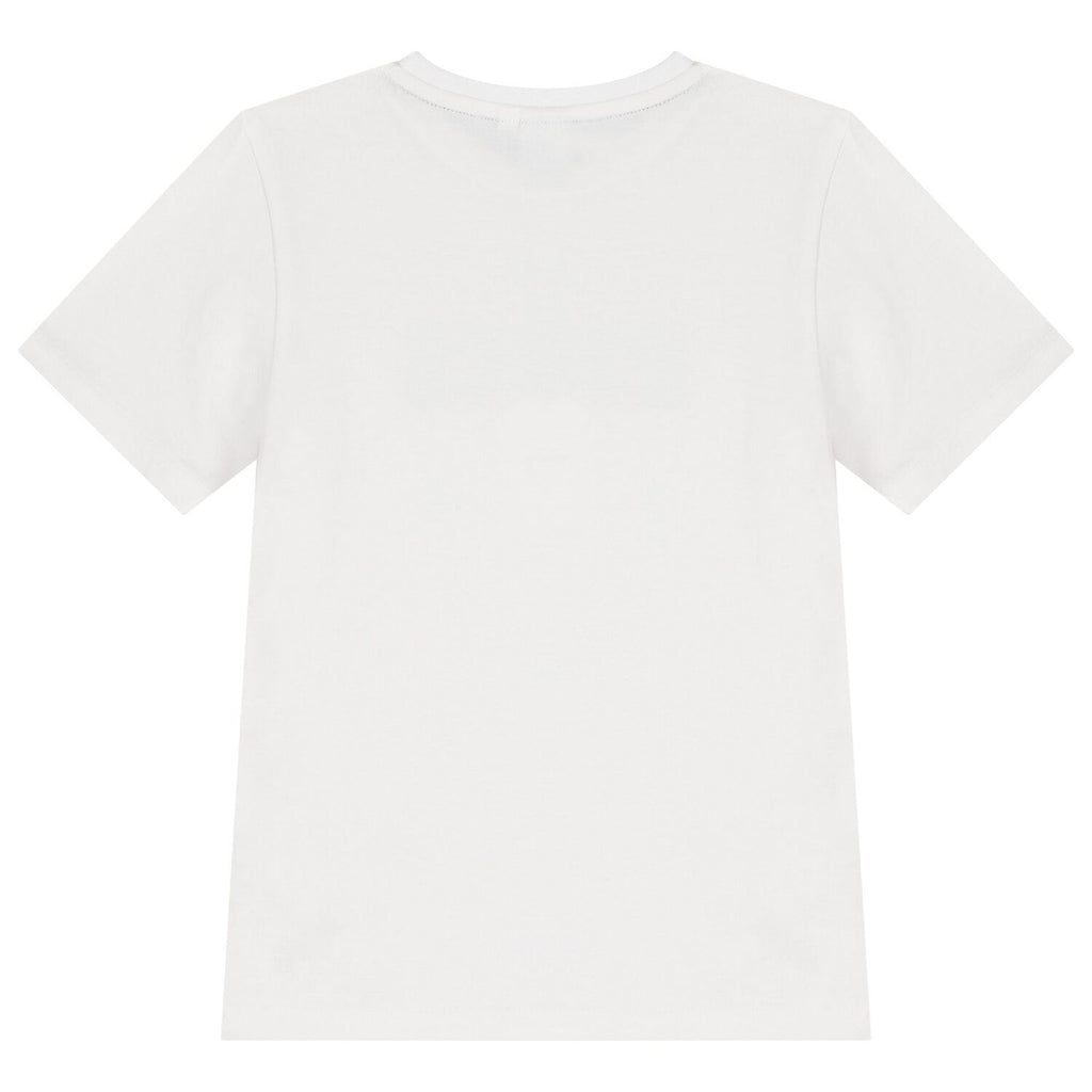 חולצת BOSS לוגו באמצע WHITE / 4Y
