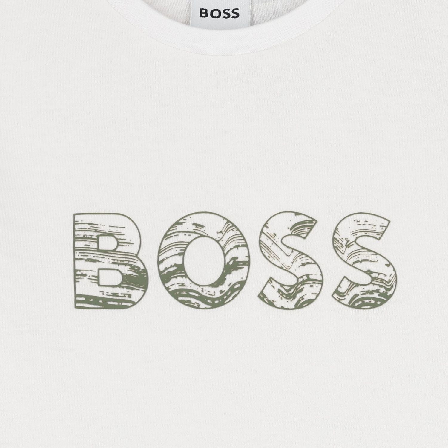 חולצת BOSS לוגו באמצע WHITE / 4Y