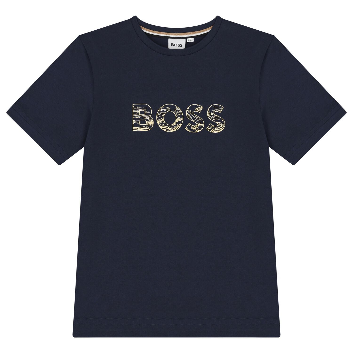 חולצת BOSS לוגו באמצע BLUE / 4Y
