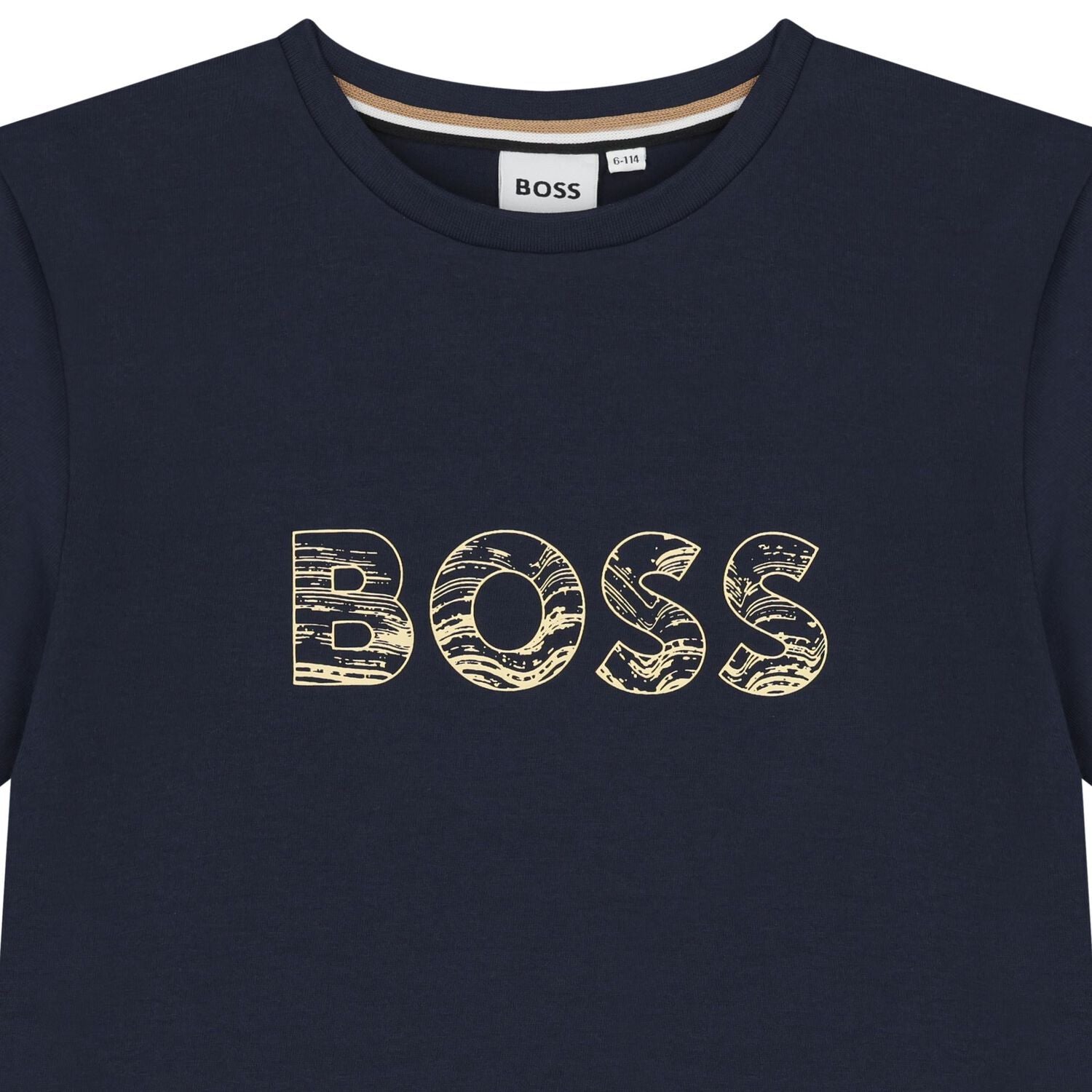 חולצת BOSS לוגו באמצע BLUE / 4Y