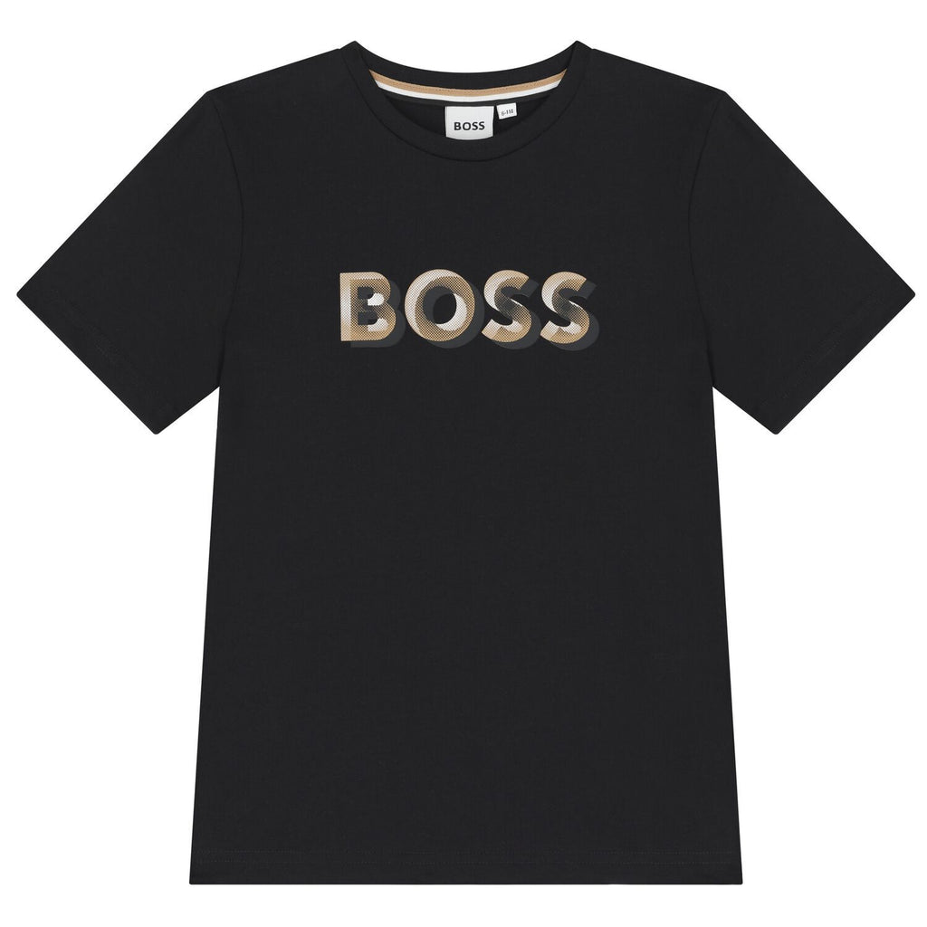 חולצת BOSS לוגו תלת מימד BLACK / 4Y