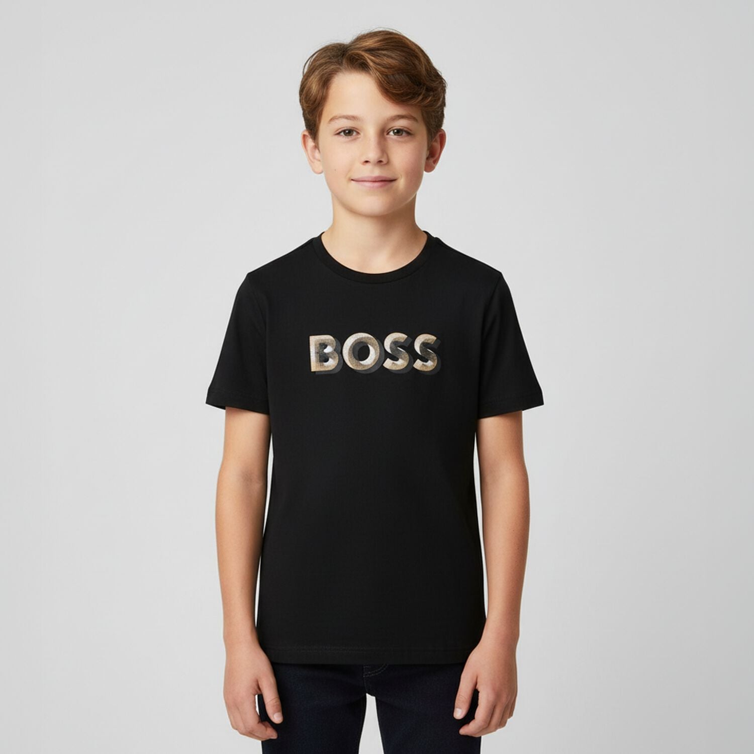 חולצת BOSS לוגו תלת מימד BLACK / 4Y