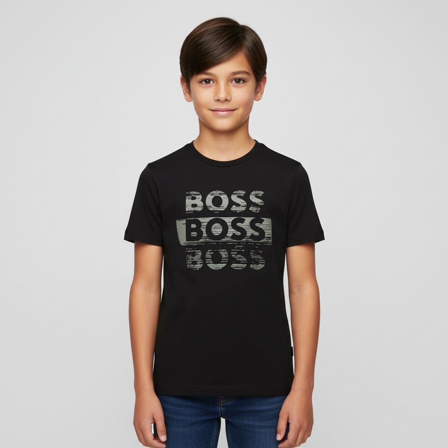 חולצת BOSS לוגו כפול BLACK / 4Y