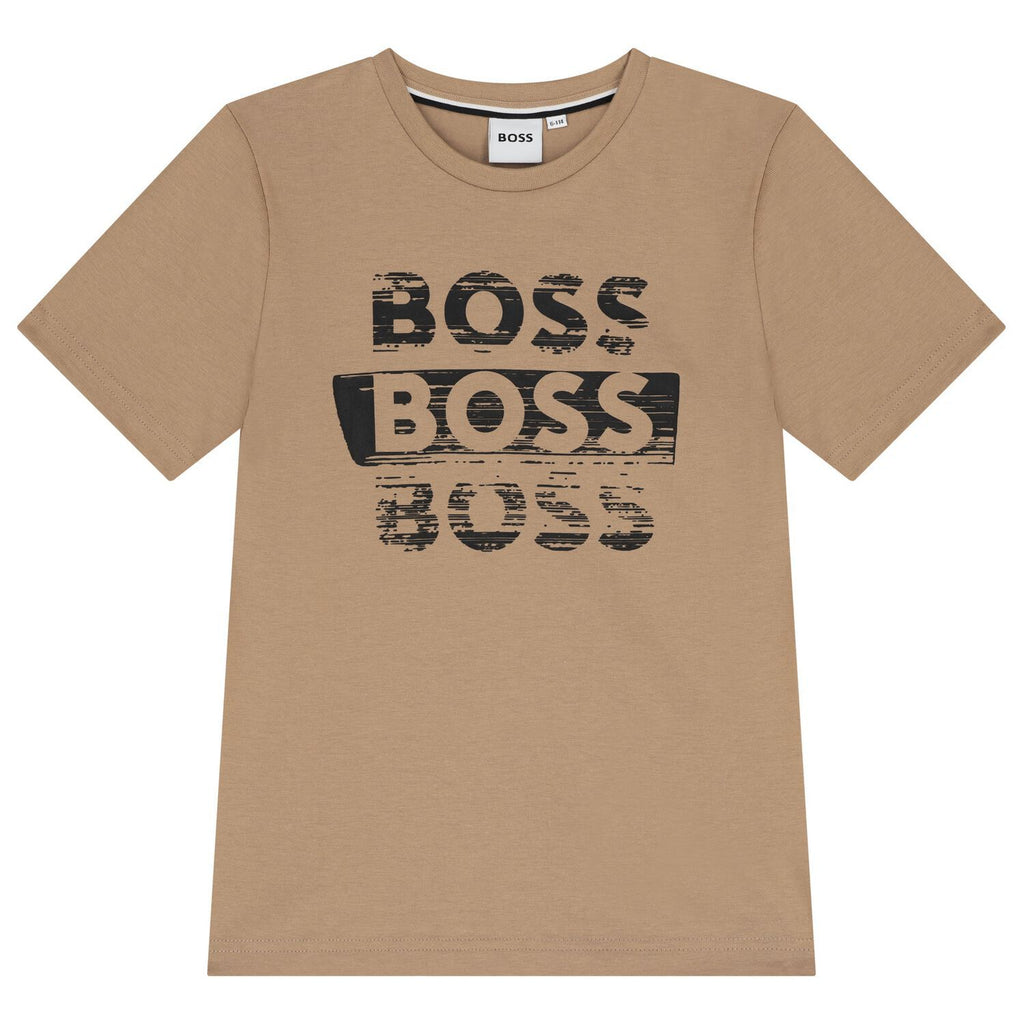 חולצת BOSS לוגו כפול BROWN / 4Y