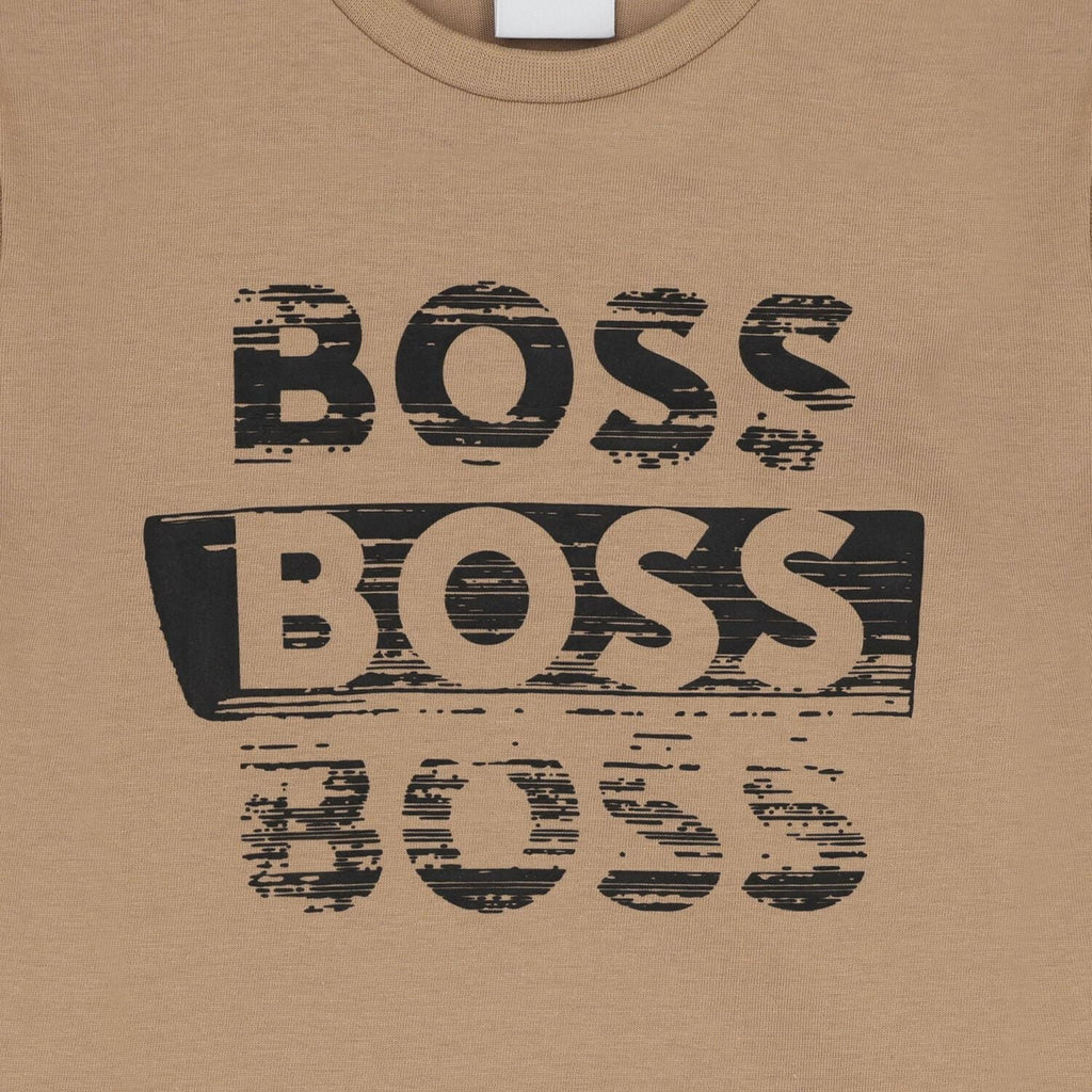 חולצת BOSS לוגו כפול BROWN / 4Y
