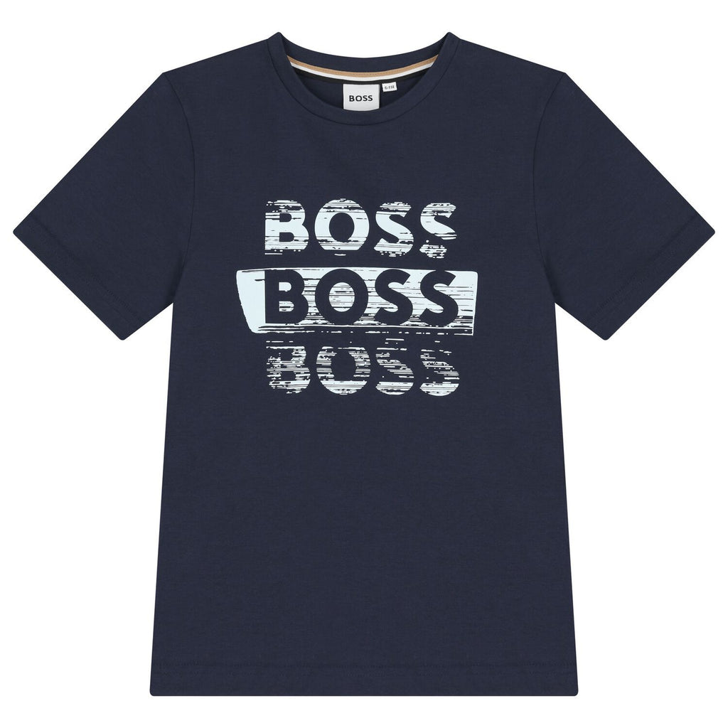 חולצת BOSS לוגו כפול BLUE / 4Y