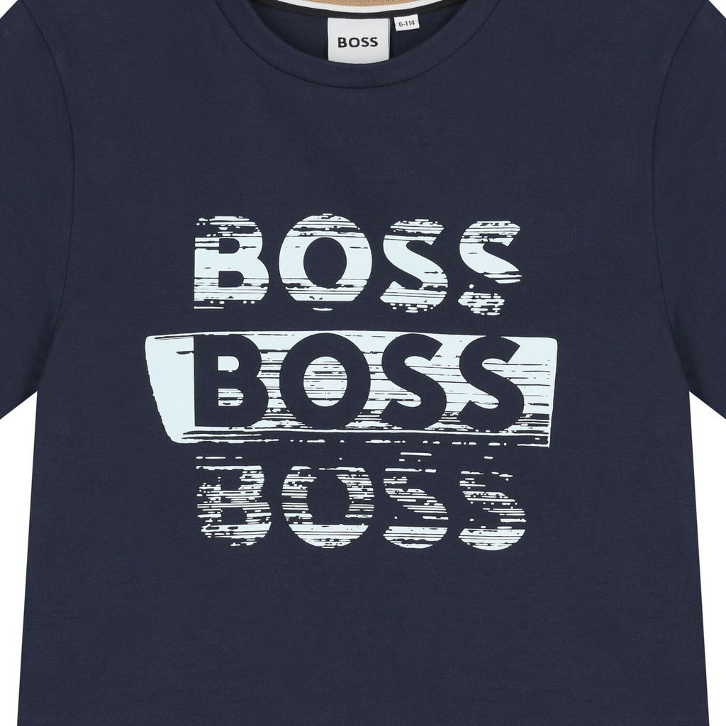 חולצת BOSS לוגו כפול BLUE / 4Y