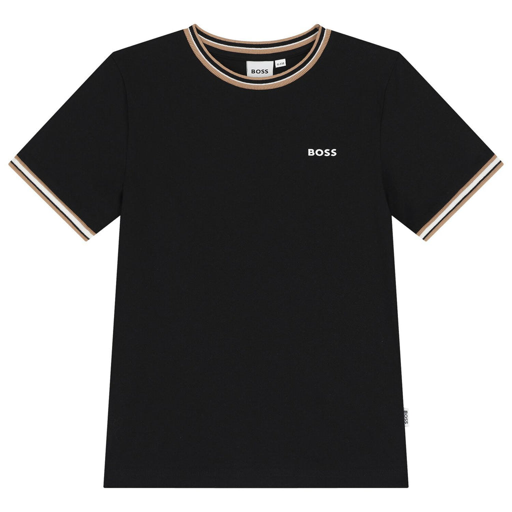 חולצת BOSS לוגו קטן בצד BLACK / 4Y