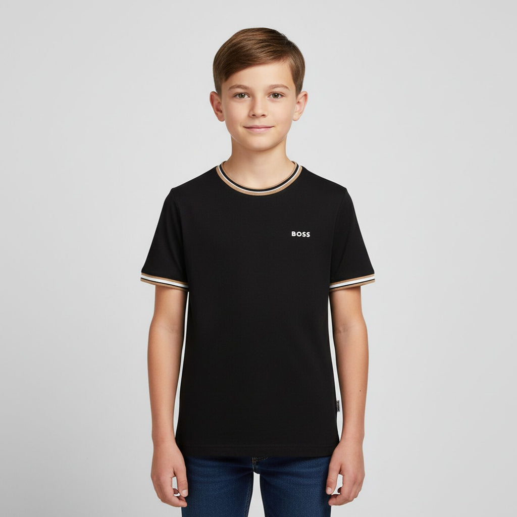 חולצת BOSS לוגו קטן בצד BLACK / 4Y