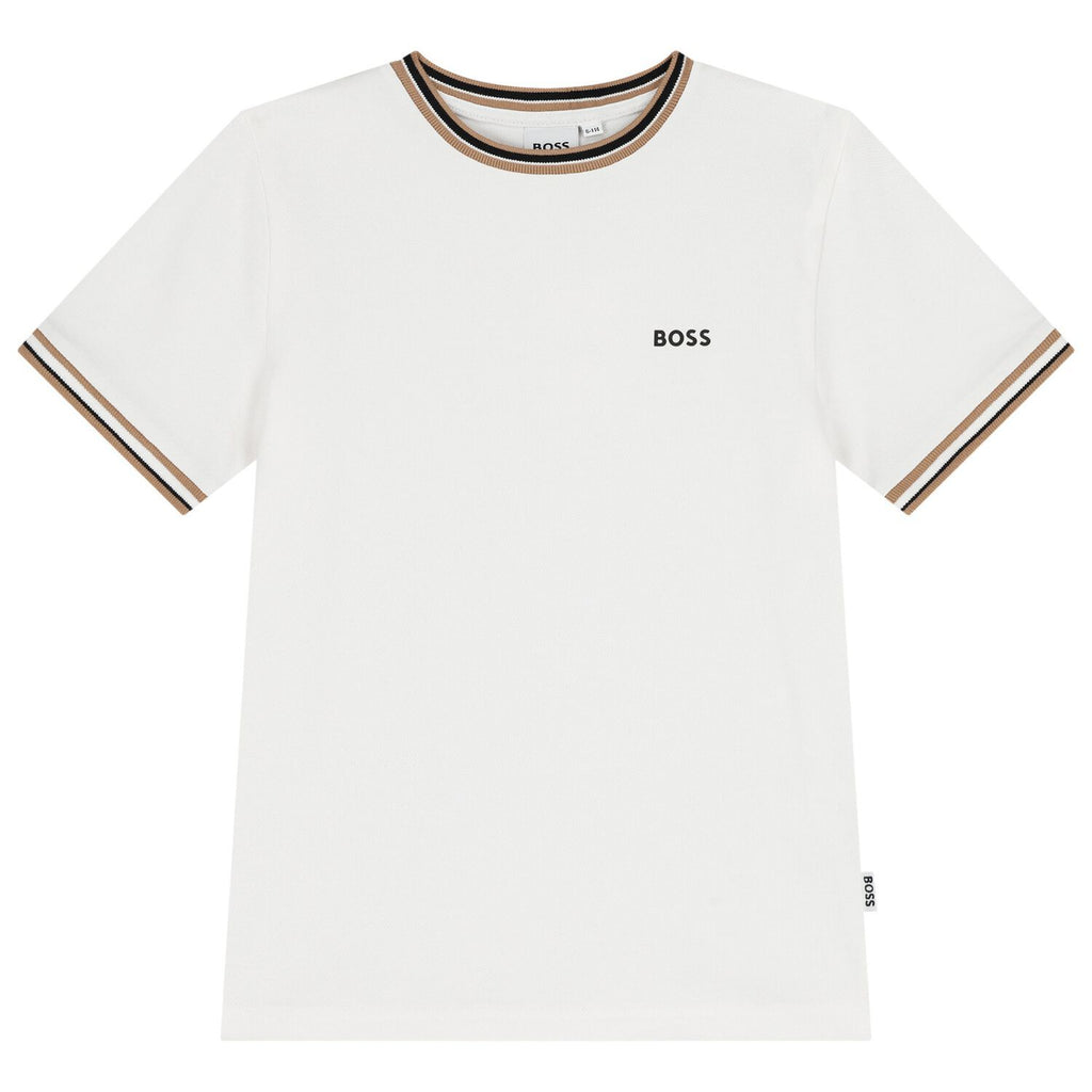 חולצת BOSS לוגו קטן בצד WHITE / 4Y