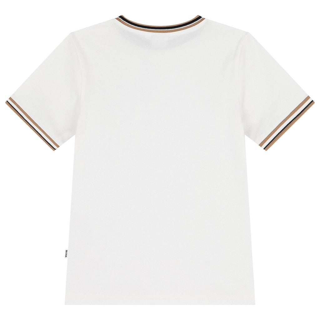 חולצת BOSS לוגו קטן בצד WHITE / 4Y