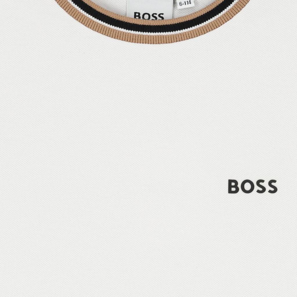 חולצת BOSS לוגו קטן בצד WHITE / 4Y