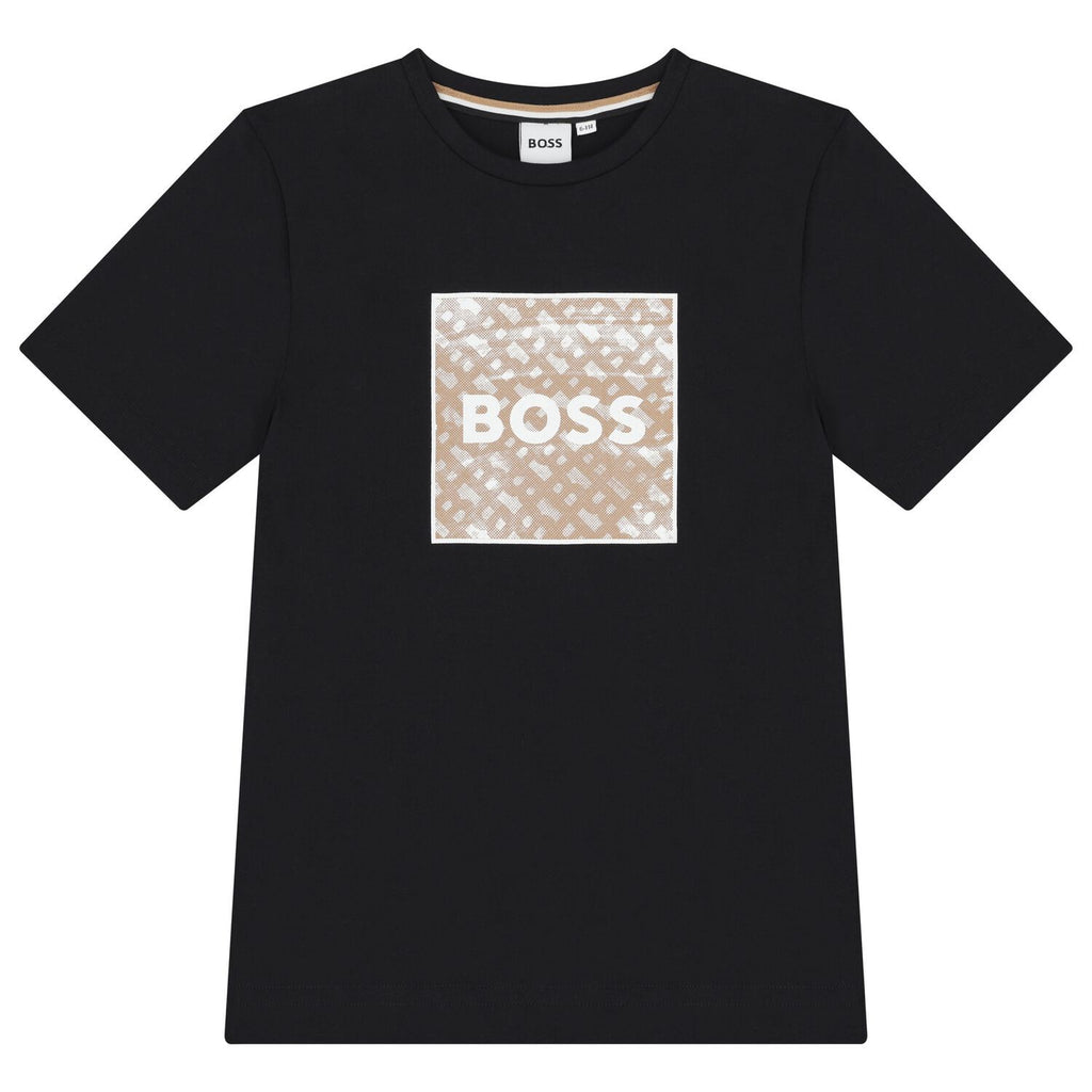 חולצת BOSS לוגו ריבוע גדול BLACK / 4Y