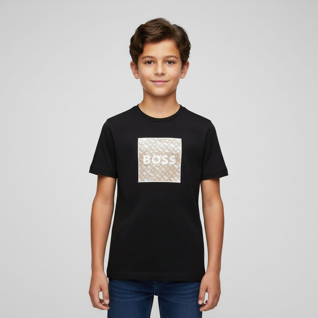 חולצת BOSS לוגו ריבוע גדול BLACK / 4Y