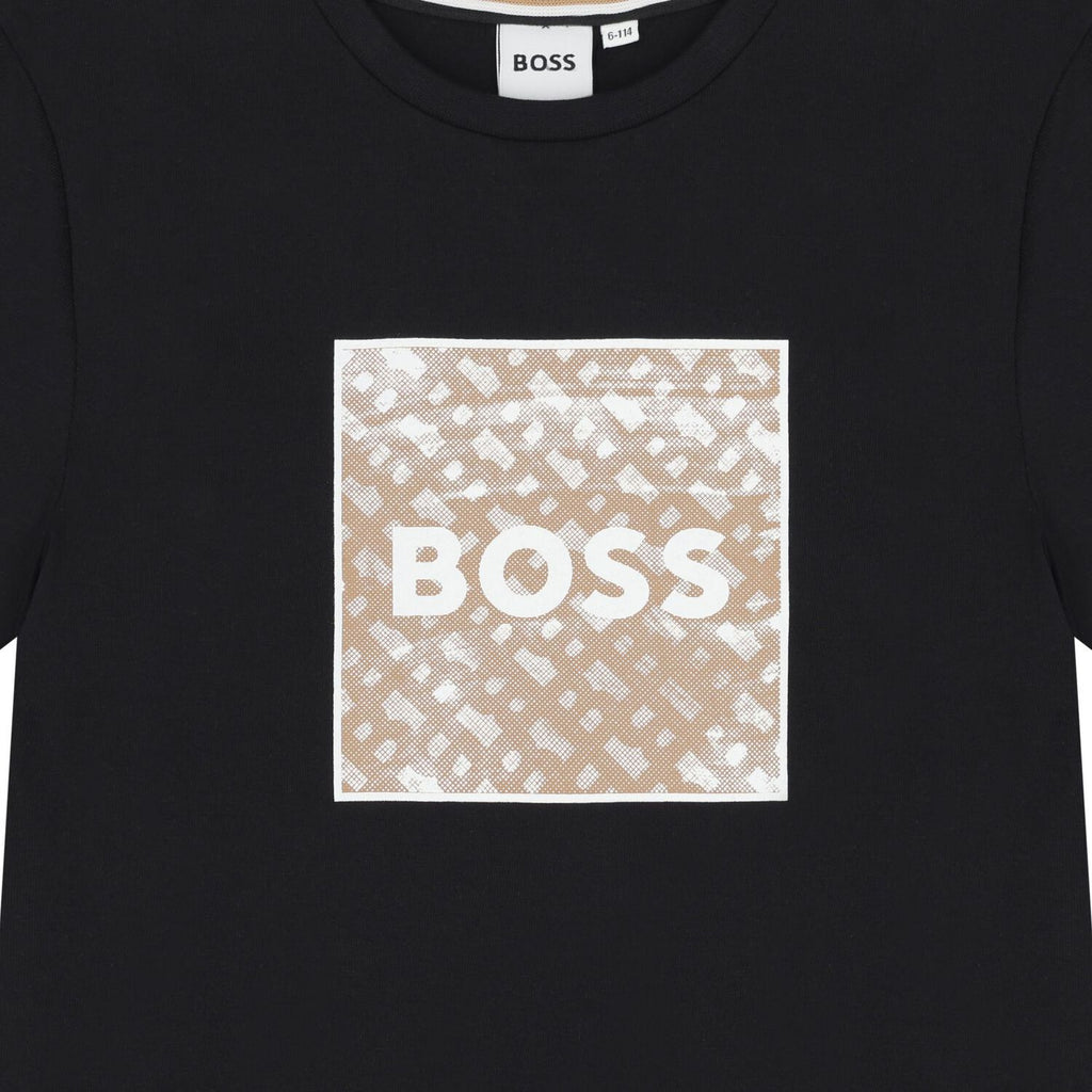 חולצת BOSS לוגו ריבוע גדול BLACK / 4Y