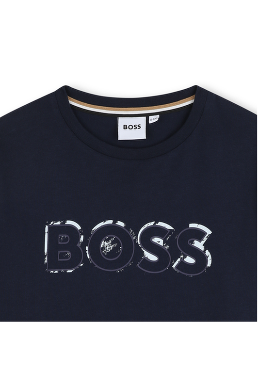 חולצת BOSS שרוול ארוך לוגו באמצע גדול BLUE / 4Y