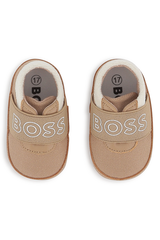 נעלי טרום הליכה BOSS לוגו גדול לתינוקות BROWN / 16