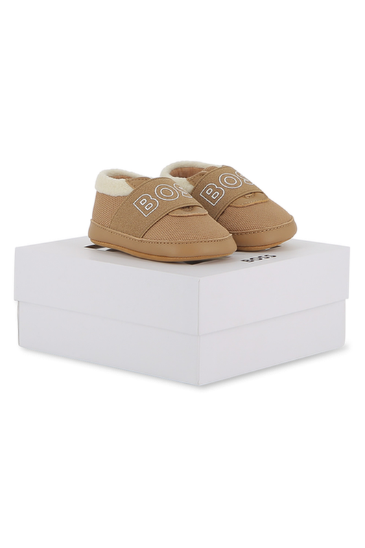 נעלי טרום הליכה BOSS לוגו גדול לתינוקות BROWN / 16