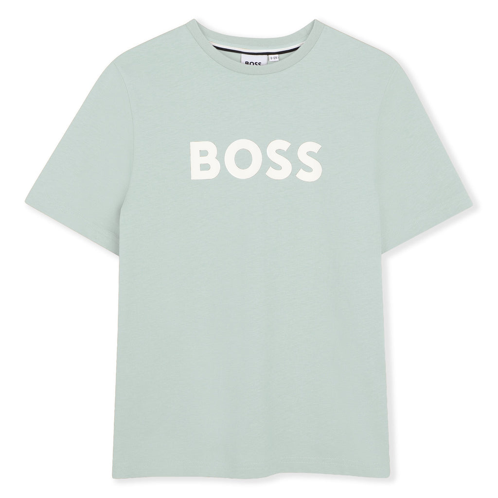 חולצת טישרט BOSS לוגו קשת וטקסט מודגש לילדים Green / 4Y