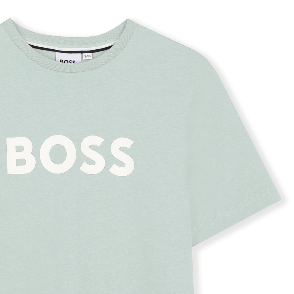חולצת טישרט BOSS לוגו קשת וטקסט מודגש לילדים Green / 4Y