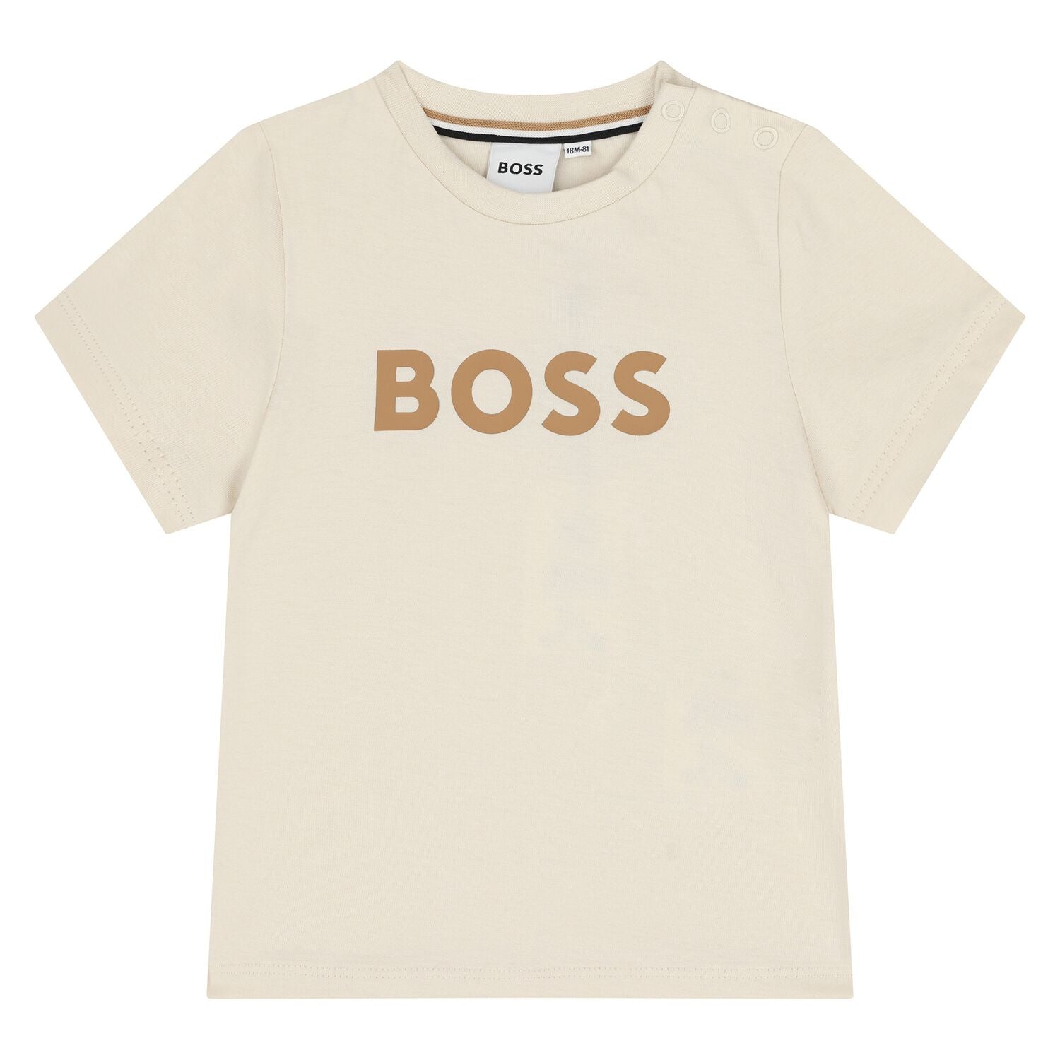 חולצת טישרט BOSS הדפס מרכזי נקי לתינוקות BEIGE / 03M