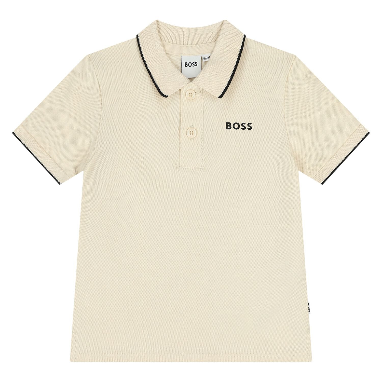 חולצת צווארון BOSS לוגו רקום בחזה לתינוקות BEIGE / 06M