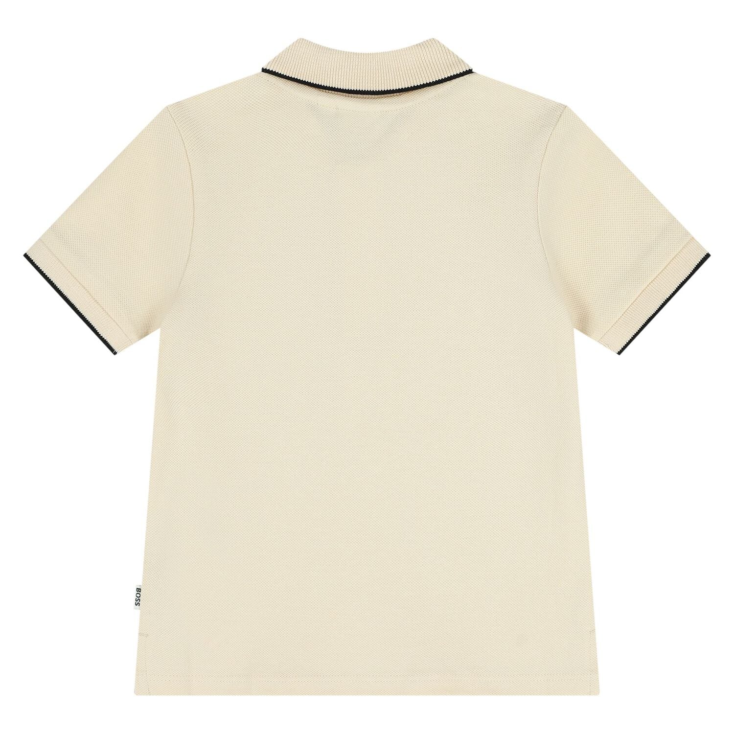 חולצת צווארון BOSS לוגו רקום בחזה לתינוקות BEIGE / 06M