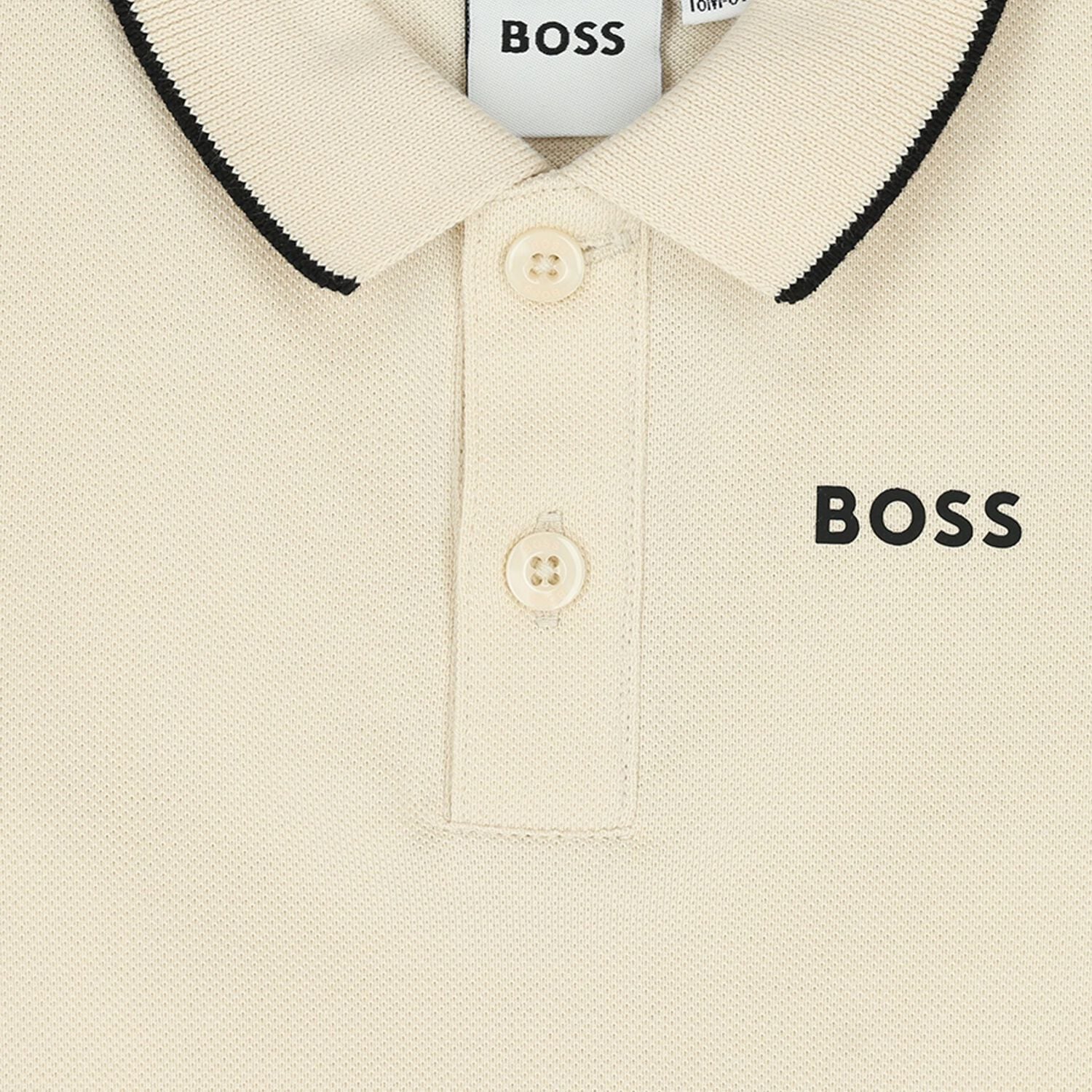חולצת צווארון BOSS לוגו רקום בחזה לתינוקות BEIGE / 06M
