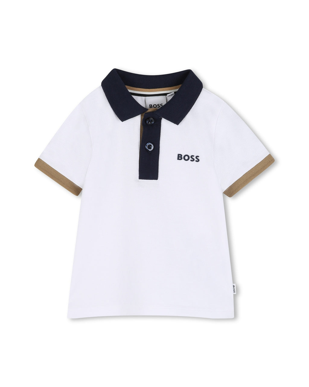 חולצת צווארון BOSS צווארון קונטרסט ורקמת לוגו לתינוקות BEIGE / 03M