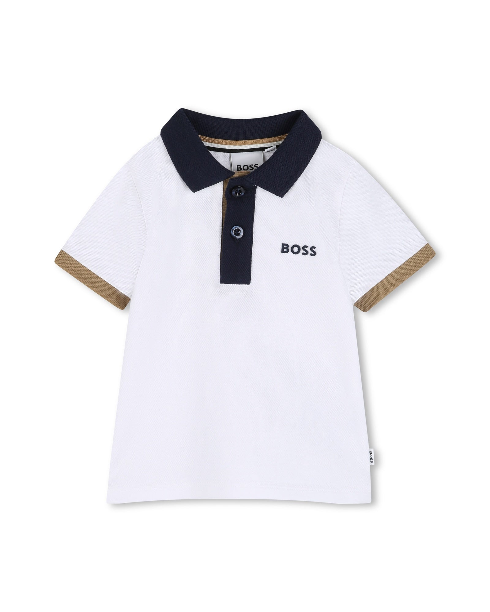 חולצת צווארון BOSS צווארון קונטרסט ורקמת לוגו לתינוקות BEIGE / 03M