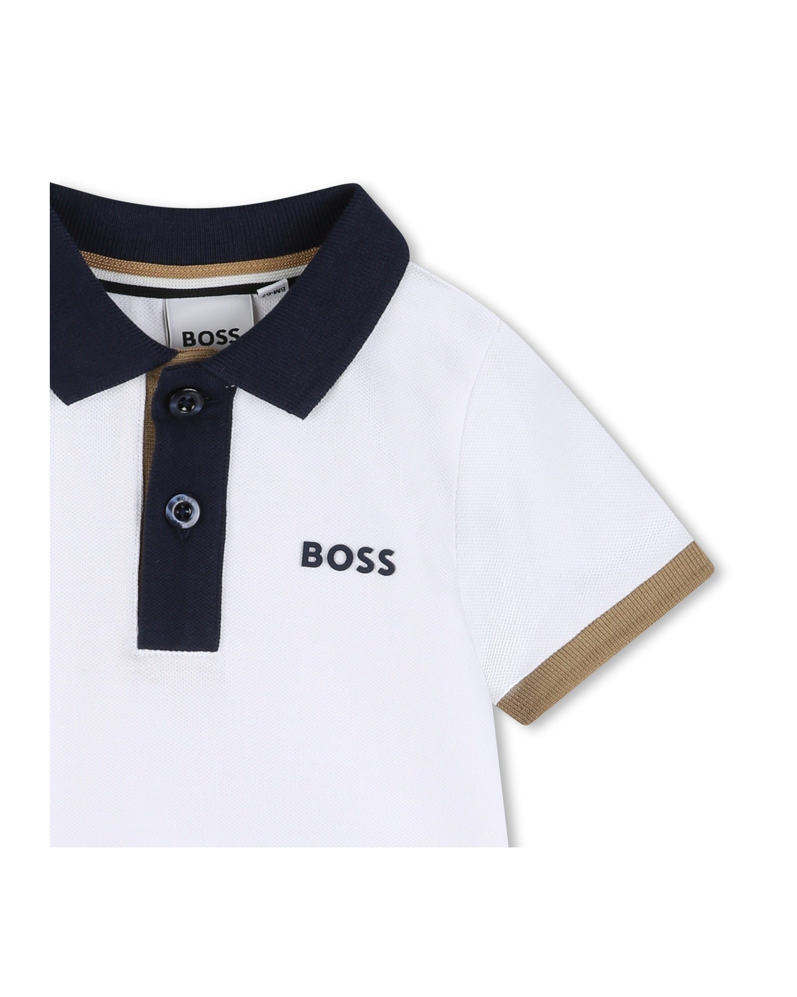 חולצת צווארון BOSS צווארון קונטרסט ורקמת לוגו לתינוקות BEIGE / 03M