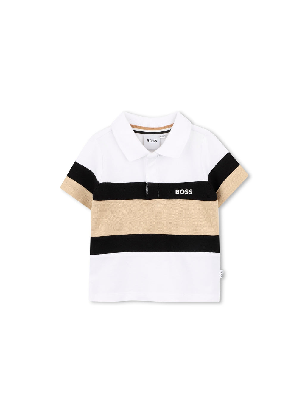 חולצת צווארון BOSS בלוקי צבע ולוגו קטן לתינוקות BEIGE / 03M
