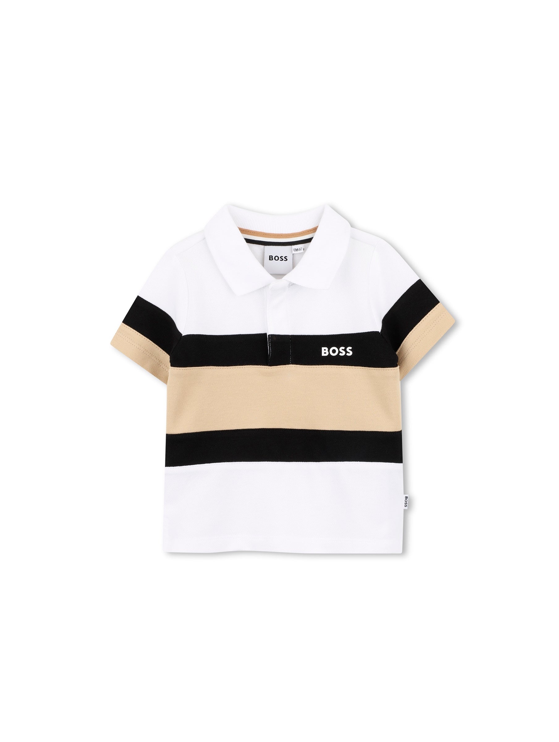 חולצת צווארון BOSS בלוקי צבע ולוגו קטן לתינוקות BEIGE / 03M
