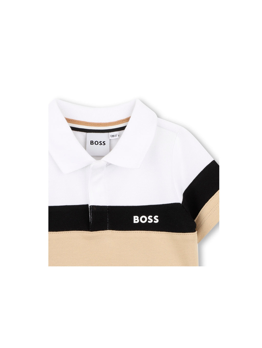 חולצת צווארון BOSS בלוקי צבע ולוגו קטן לתינוקות BEIGE / 03M