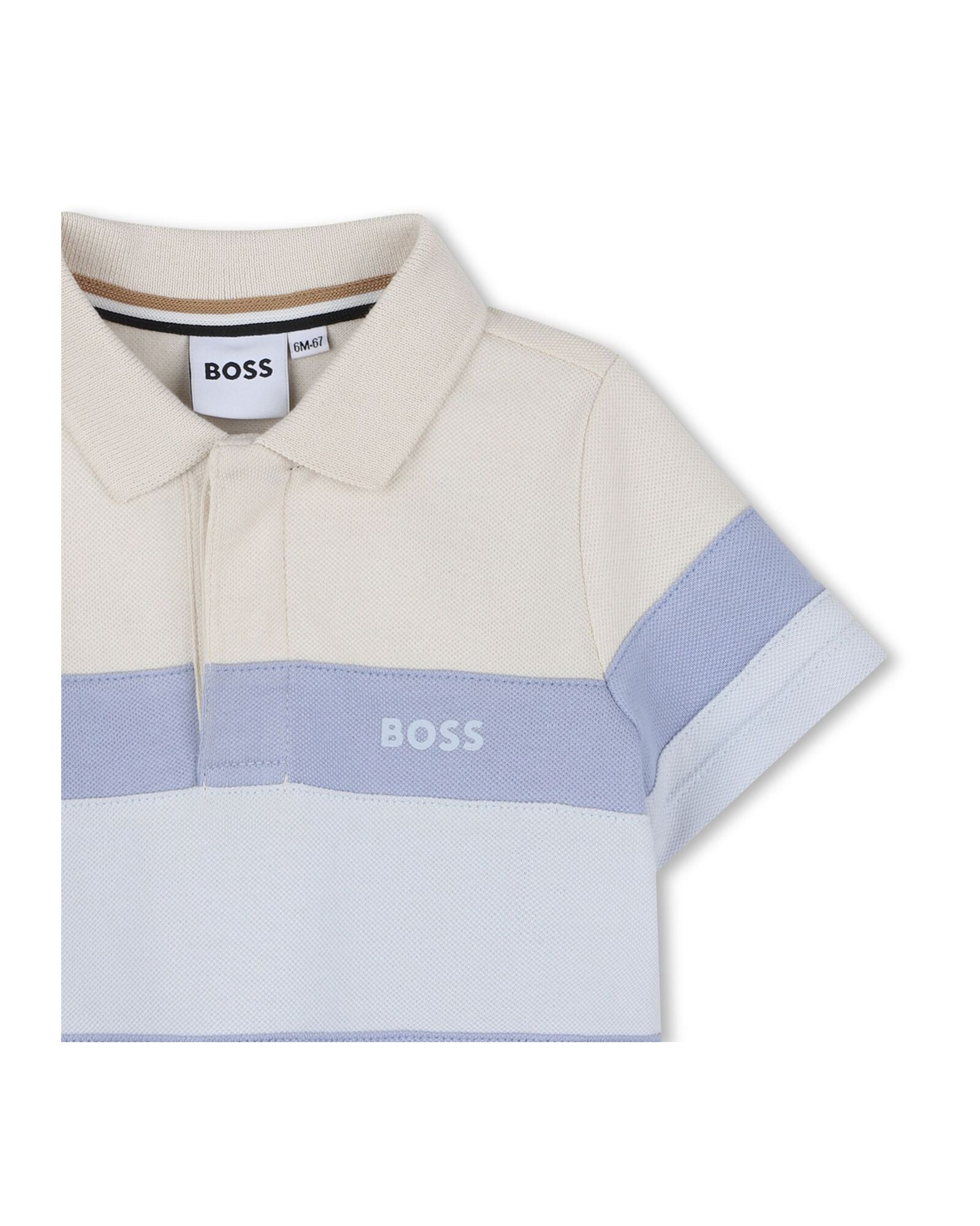 חולצת צווארון BOSS בלוקי צבע ולוגו קטן לתינוקות BLUE / 03M