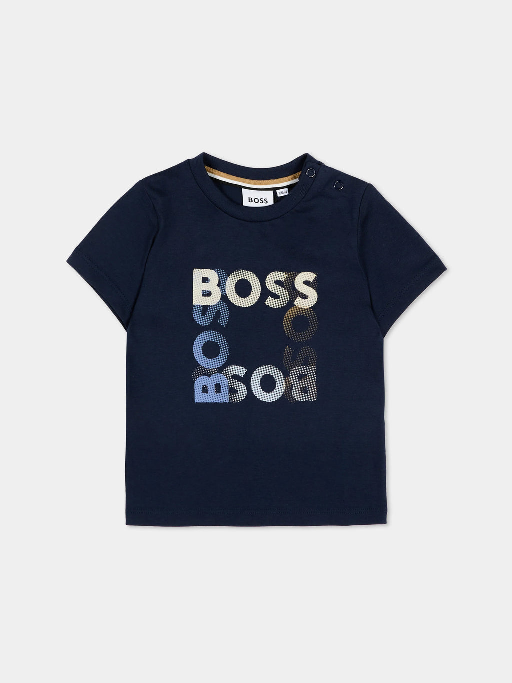 חולצת טישרט BOSS לוגו דו גוני מרכזי לתינוקות BLUE / 03M