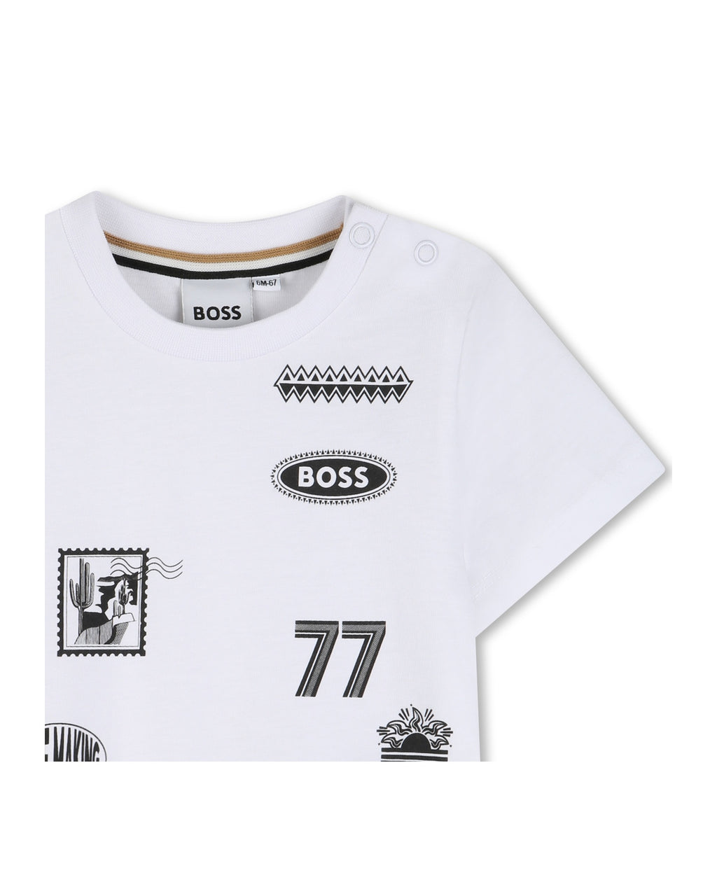חולצת טישרט BOSS הדפס אבסטרקטי צבעוני לתינוקות BEIGE / 03M