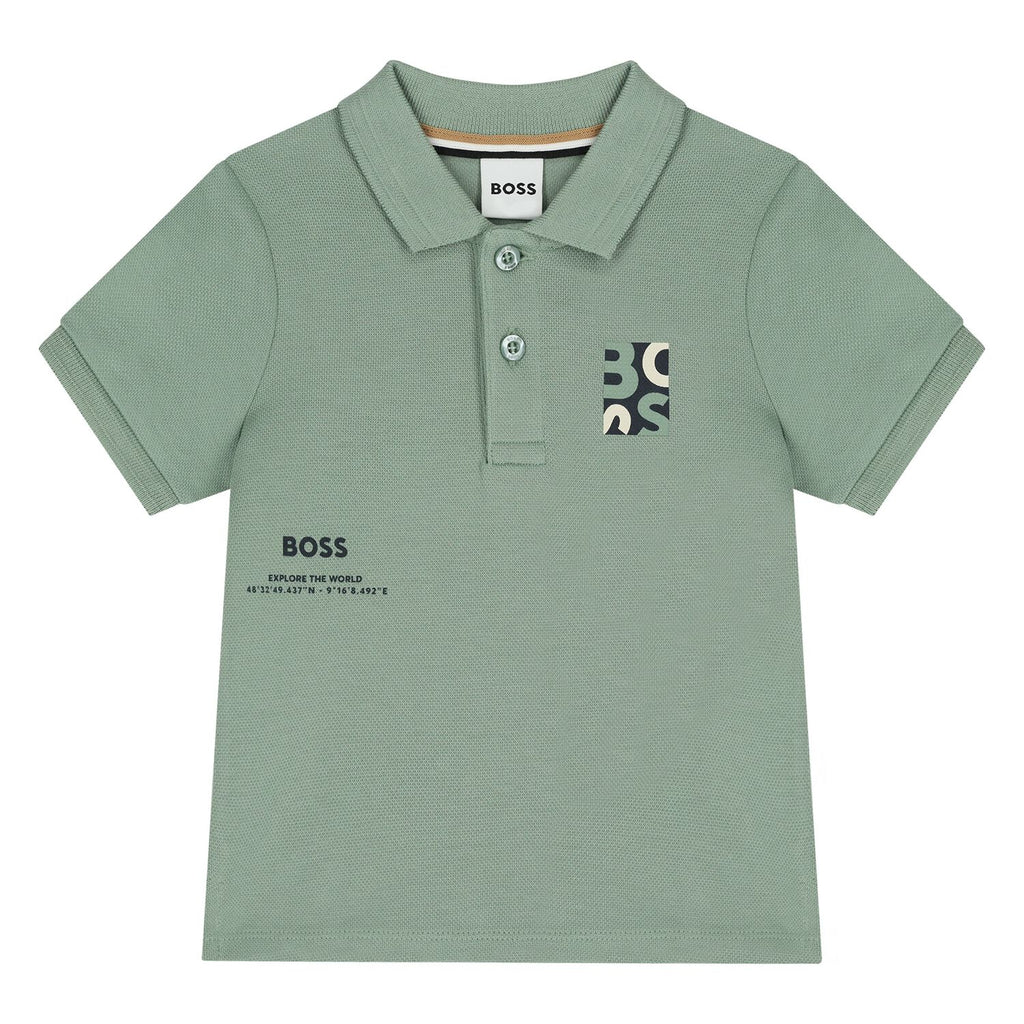 חולצת צווארון BOSS לוגו צד אלגנטי לתינוקות BEIGE / 03M