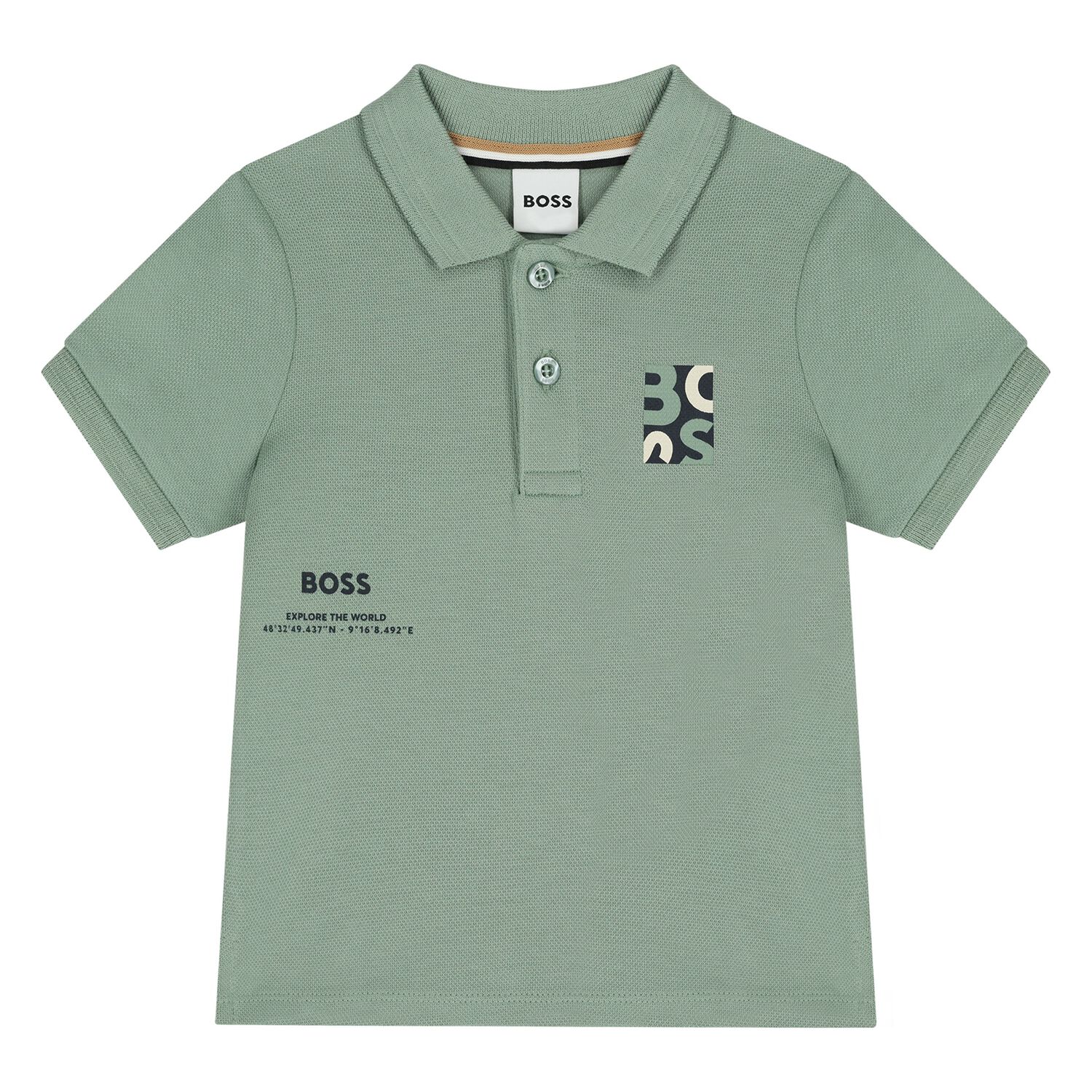 חולצת צווארון BOSS לוגו צד אלגנטי לתינוקות BEIGE / 03M