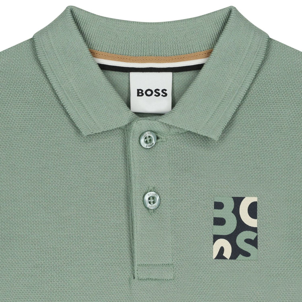 חולצת צווארון BOSS לוגו צד אלגנטי לתינוקות BEIGE / 03M