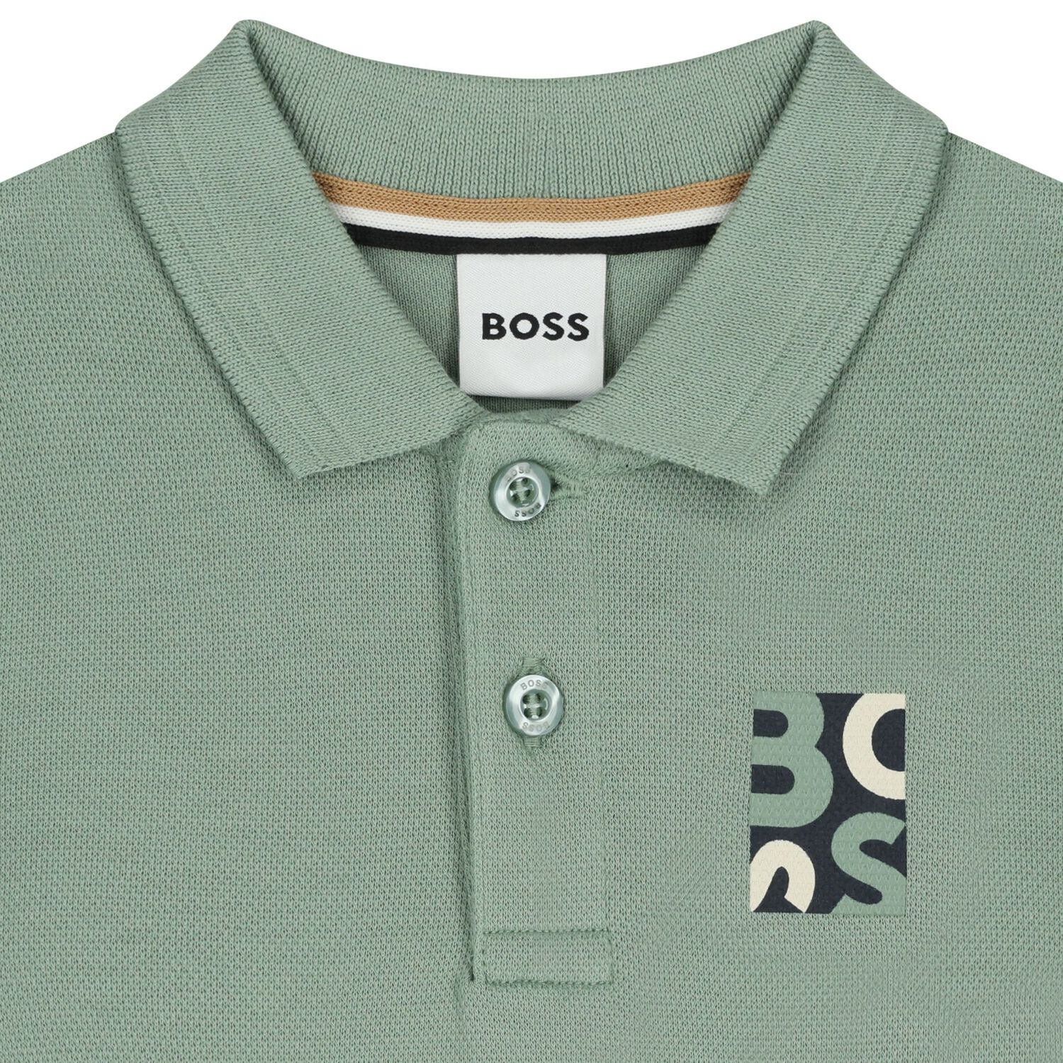 חולצת צווארון BOSS לוגו צד אלגנטי לתינוקות BEIGE / 03M