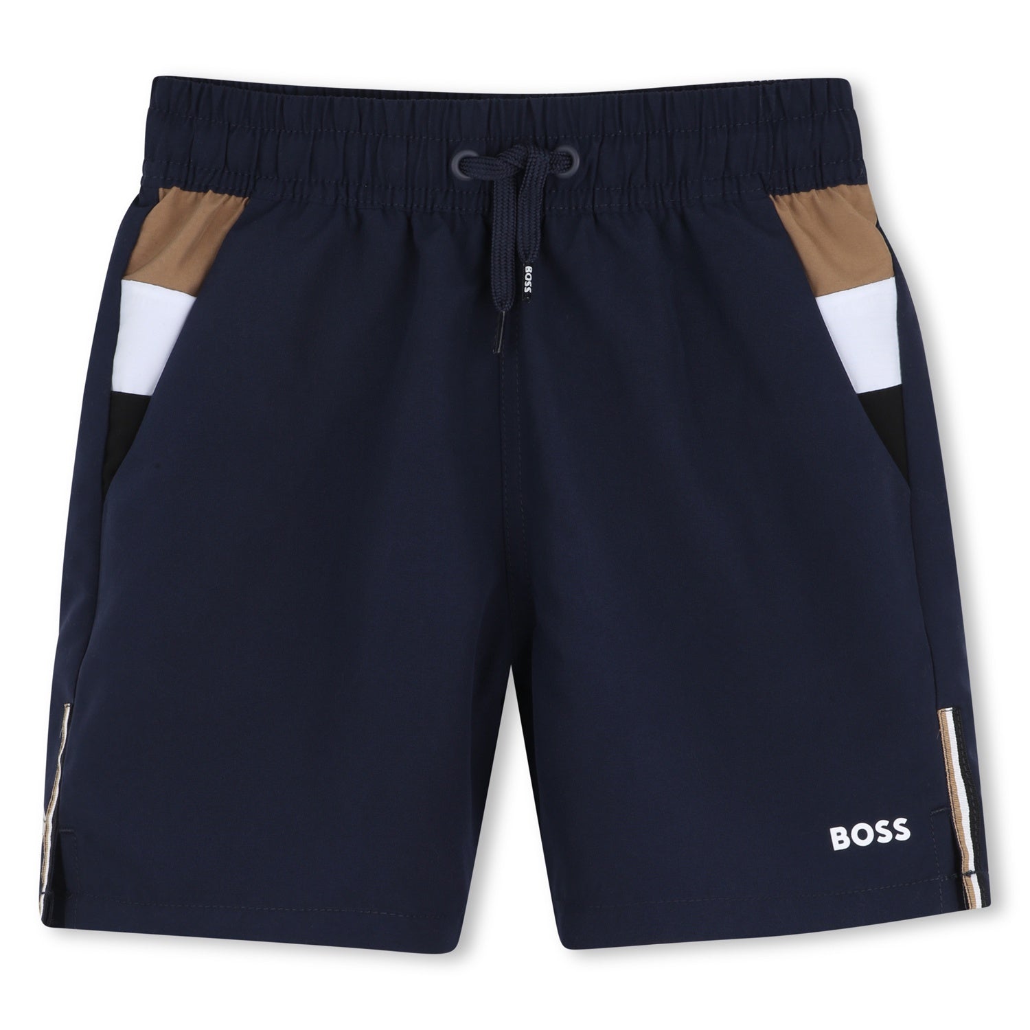 מכנסי שורט BOSS גרפיקת לוגו בצד לילדים BLUE / 4Y